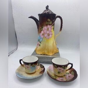 Antique Rosenthal R.C. Versailles Chocolate Pot With Lid With 2 Cups /Saucers